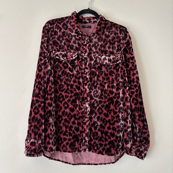 J. Crew Leopard Print Long Sleeve Velvet Button Down Shirt S/M - Picture 4 of 8